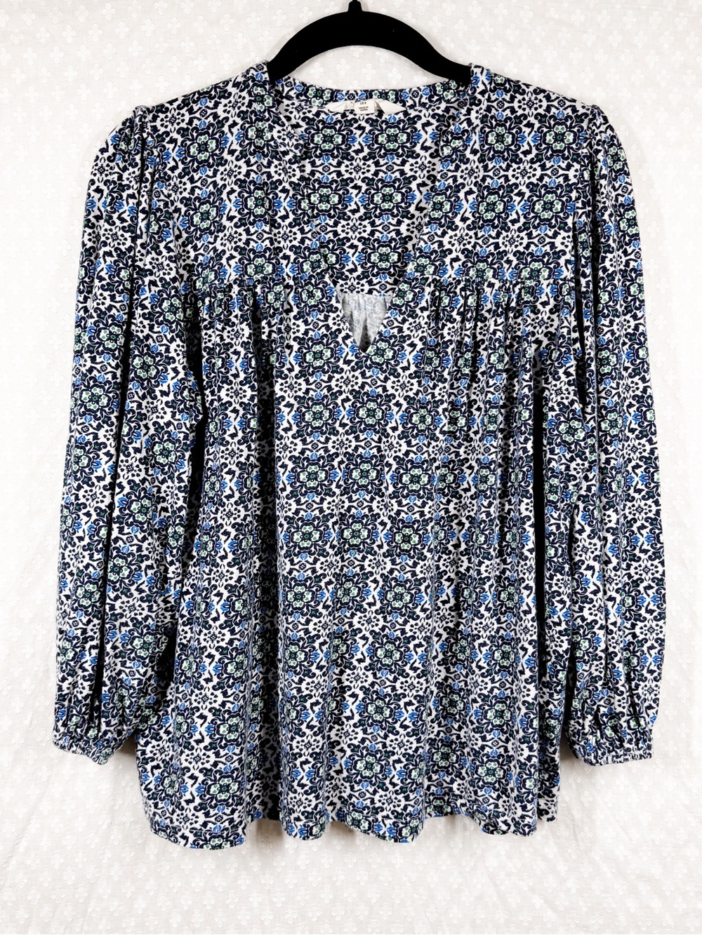 Boden Blue Floral V Neck Top